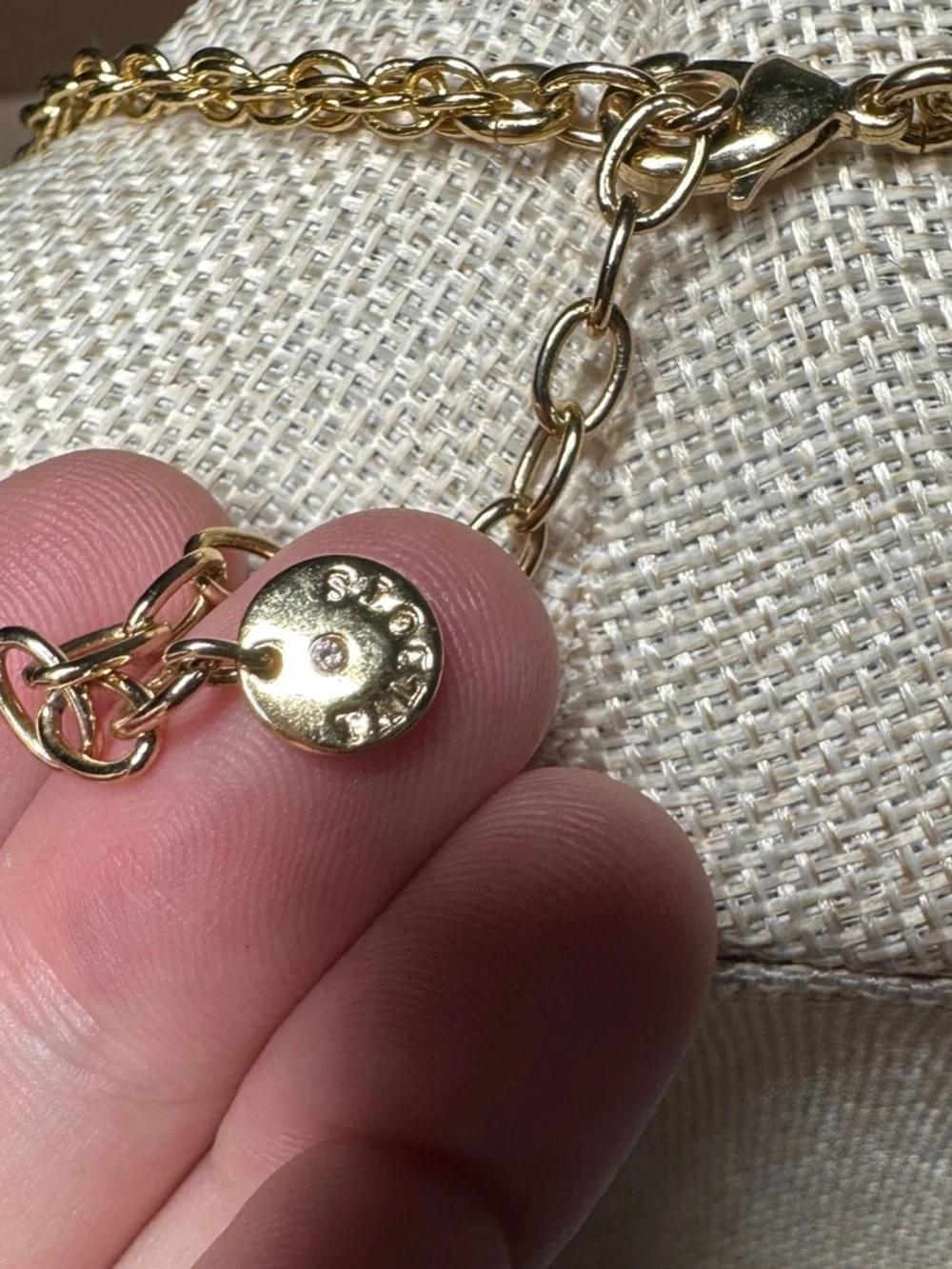 Talbots Gold-Tone Necklace with Deep Purple Stone Medallions